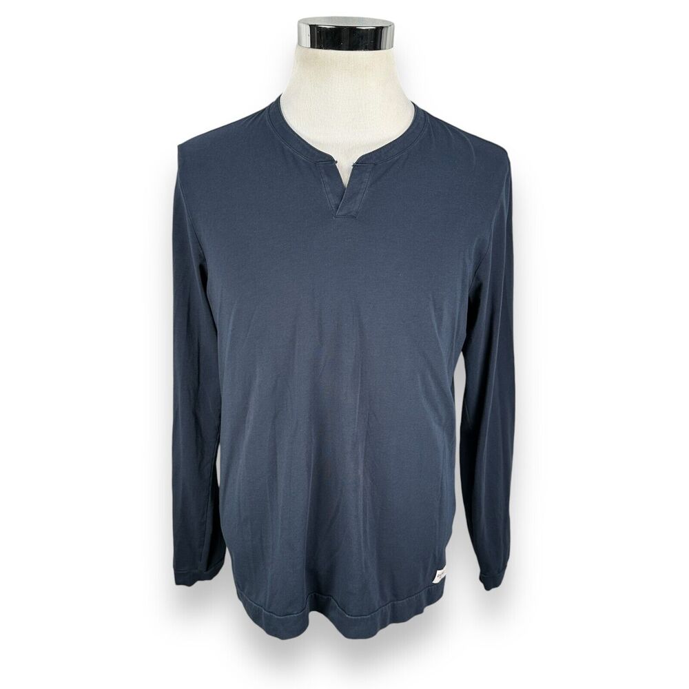 Rhone Essentials Lounge Henley Shirt Men’s Large Navy Long Sleeve V-Neck Cotton‎